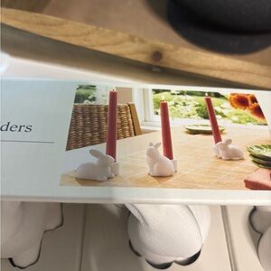 White Ceramic Bunny Candle Holders - Set of 3